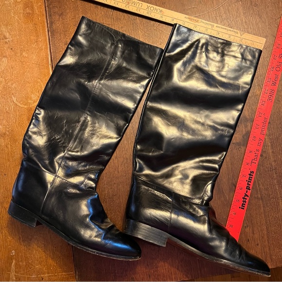 EUC Vintage Italian Black Leather Riding Boots 10M - Picture 13 of 14